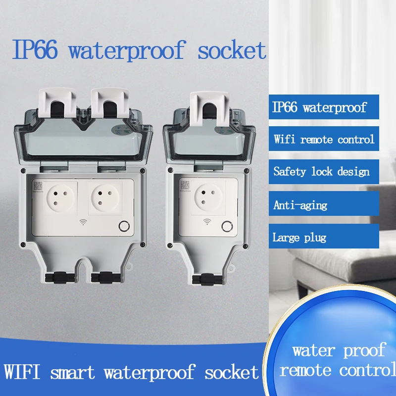 WIFI Smart Socket Outdoor IP66 Waterproof Socket Tuya WiFi Socket Splash-proof Box Israeli 16A Socket 146 Model Protective Cover