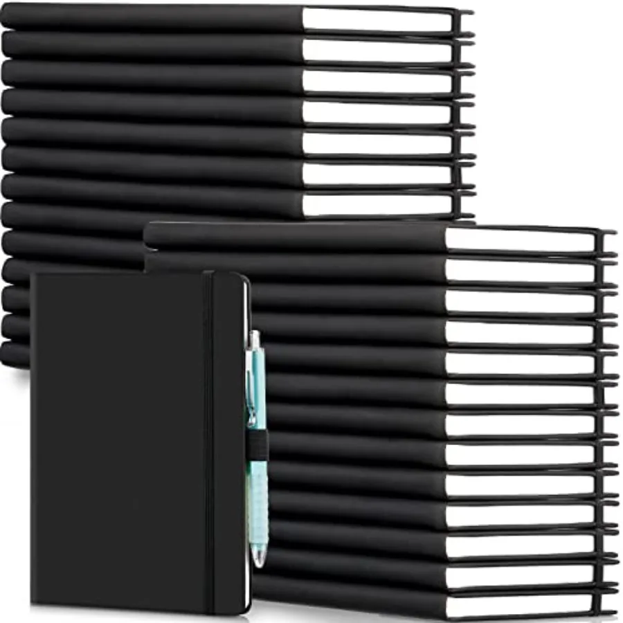 

28 Pack PU Leather Lined Notebook Journal Bulk A5 Hardcover Notebook College Ruled 5.5 x 8.2 Inch Journal with Pen Holder for S