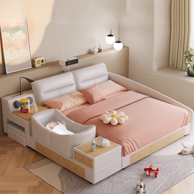 Children Tatami Double Bed Modern Combination Storage Comfertable Double Bed White Luxury Camas Moderrnas Inteligentes Furniture