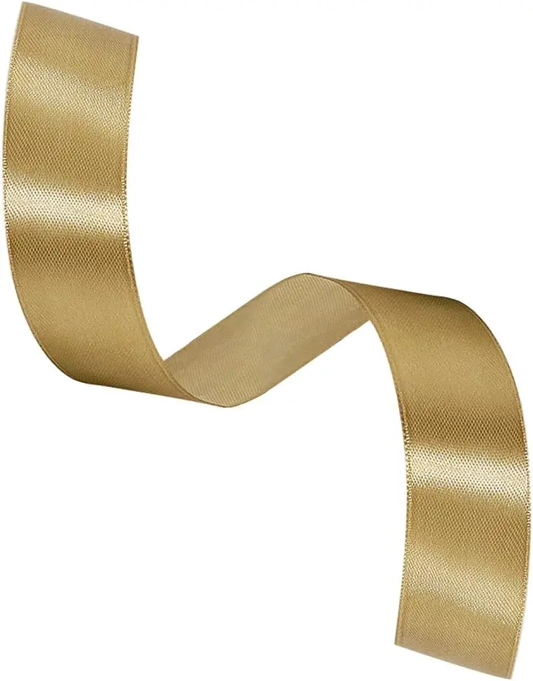 Solid Color Champagne Gold Satin Ribbon, 3/4 Inches x 25 Yards Fabric Satin Ribbon for Gift Wrapping, Crafts, Hair Bows Making,