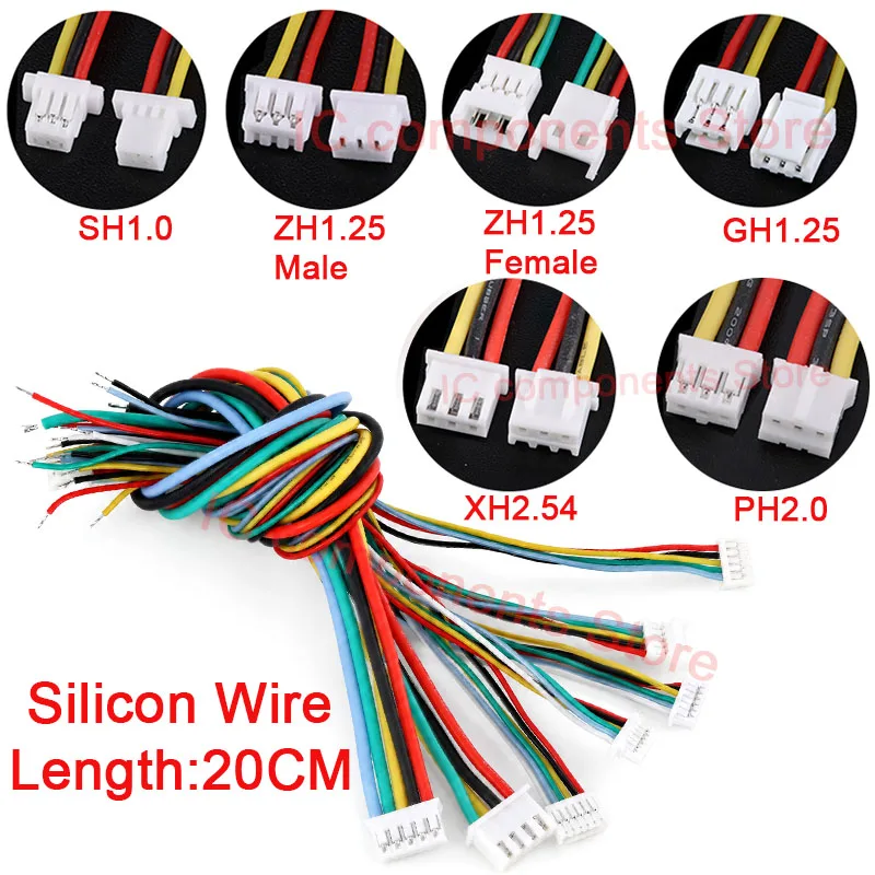 5PCS SH1.0 GH1.25 ZH1.5 PH2.0 XH2.54 1.0MM 1.25MM 1.5MM 2.0/2.54MM Female Plug Connector with Wire 2/3/4/5/6P Wire Connector
