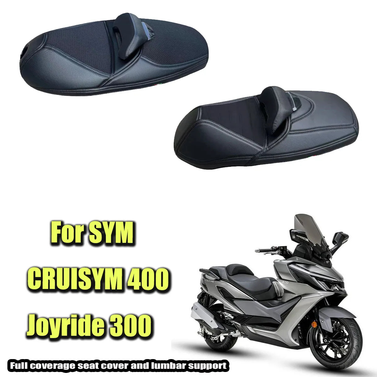

Подходит для SYM CRUISYM 400 Joyride 300, чехол на сиденье с имитацией углерода, полностью покрытый летний дышащий сетчатый чехол на сиденье из искусственной кожи