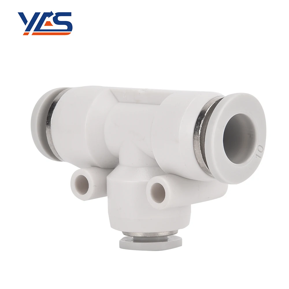High Quality White PEG10-8 Pneumatic Tee Reducer Union Quick Hose Fitting Plastic Componsntes
