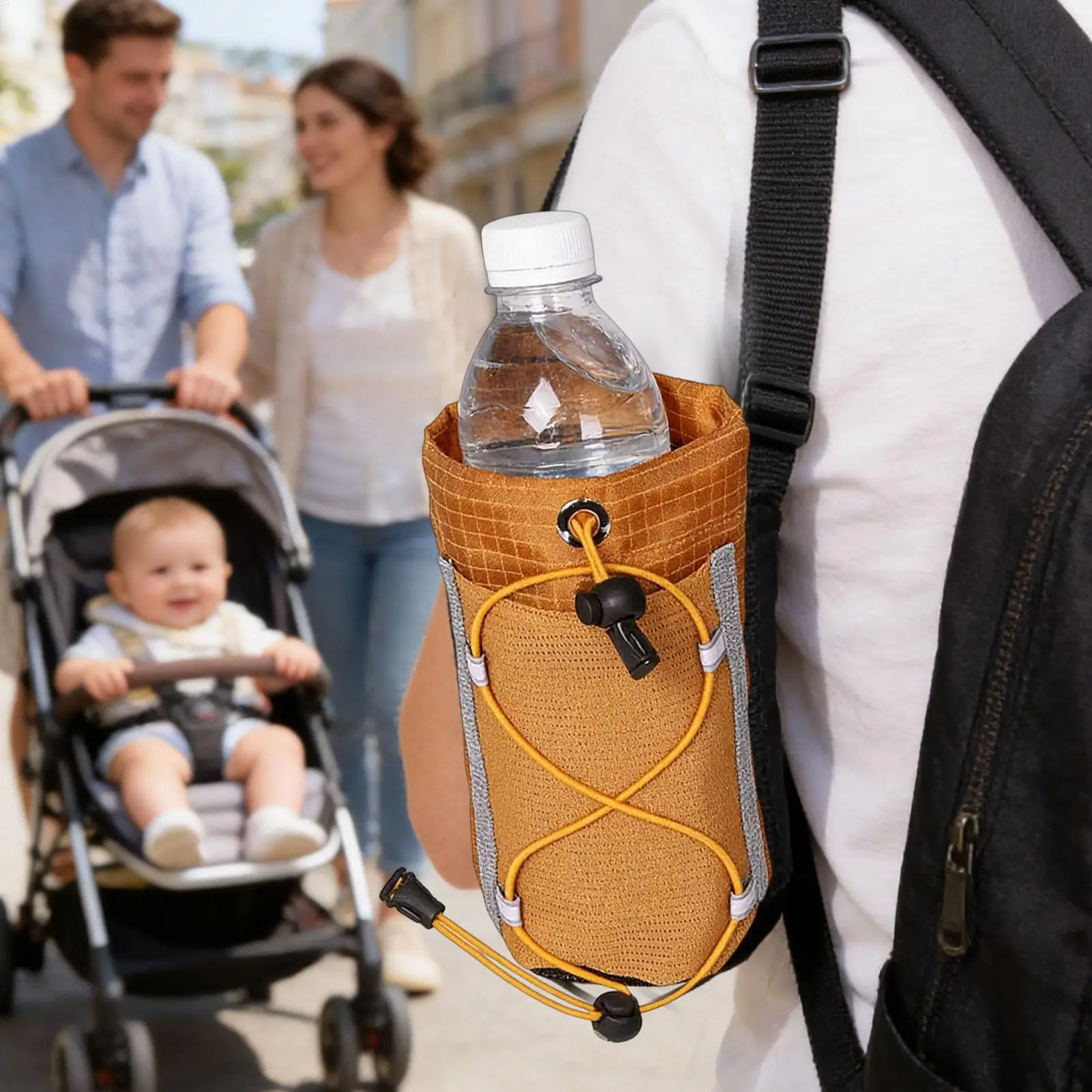 Outdoor Backpack Shoulder Strap Hanging Bag Water Bottle Holder Phone Storage Pouch For Camping Climbing Commuting Walking