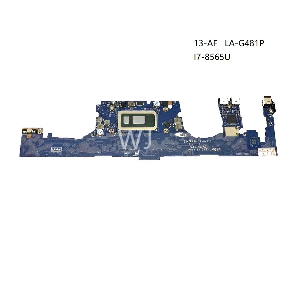 for HP 13-AF  LA-G481P  laptop motherboard  with I7-8565U 100% Tested