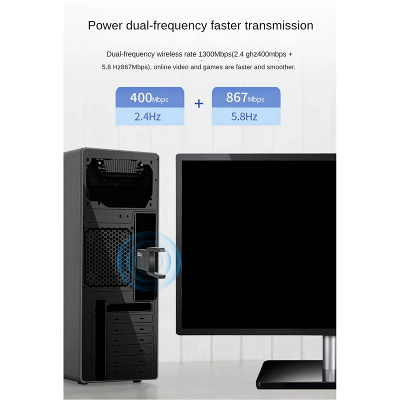 Chip 2.4G/5G Dual Band USB Wifi Adapter 1300Mbpsusb Wifi Dongle USB 3.0 Antenna Receiver Network Card Wifi Module For PC