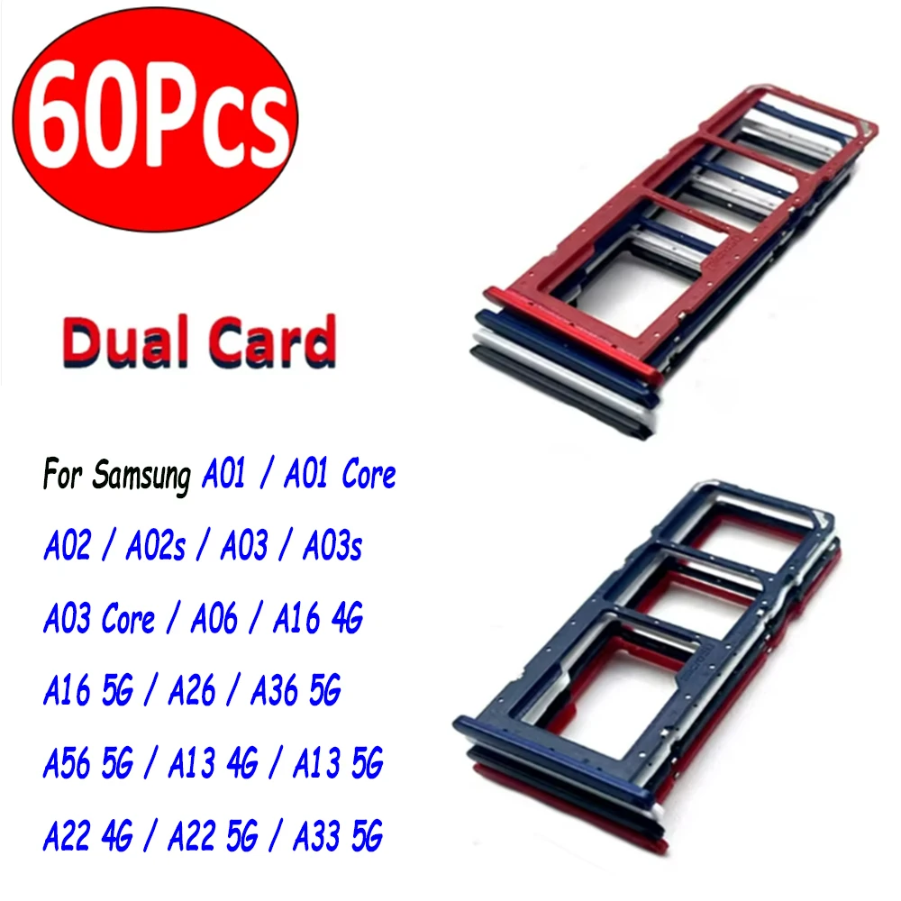 60 uds, soporte para tarjetas SIM, bandeja, adaptador de ranura para Chip, enchufe para Samsung A01 A02 A02S A03S A03 Core A06 A16 A26 A36 A56 5G A13 A22 4G