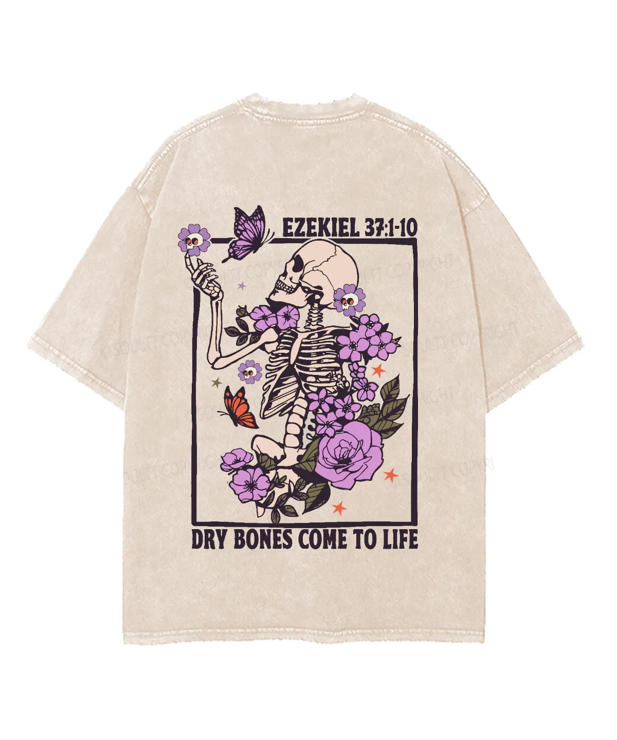 

Футболка унисекс с двусторонним принтом Dry Bones Come To Life, с эффектом потертости, христианская тематика – Soultt