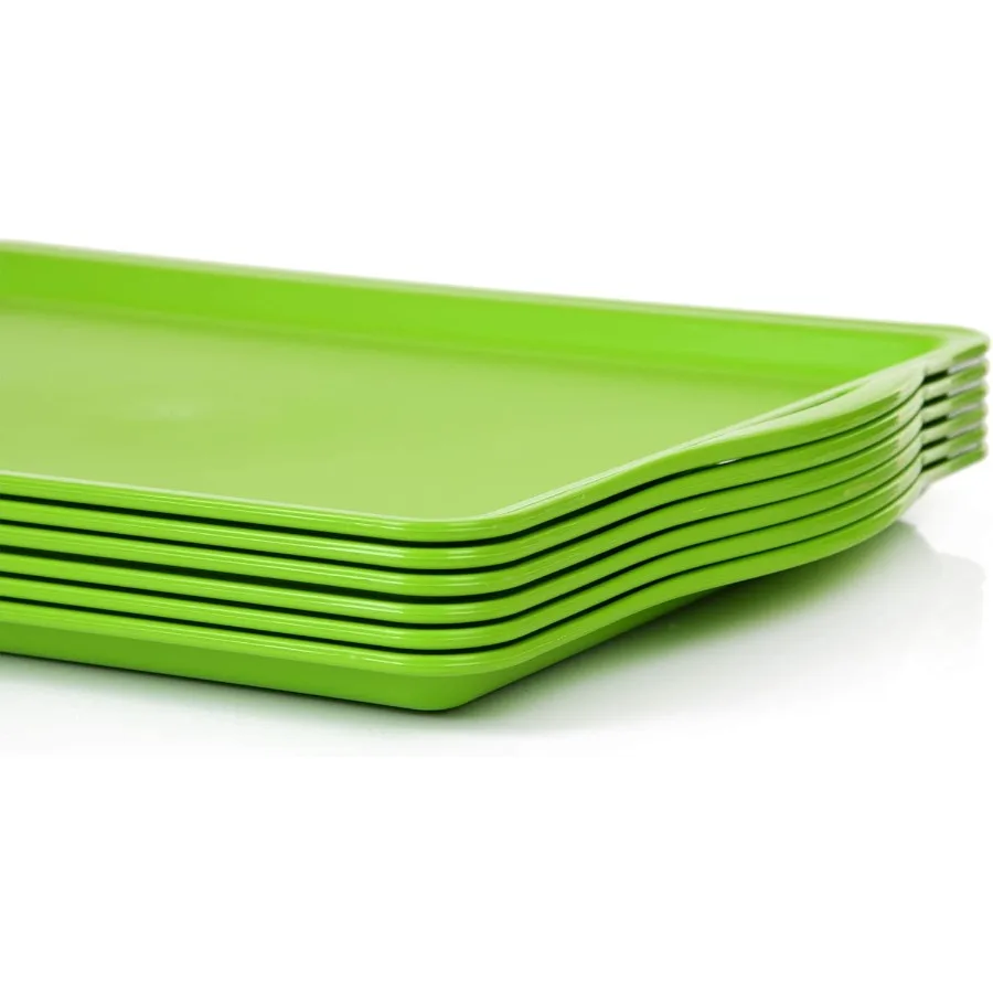 

Home Large Unbreakable Plastic Rectangular Serving Tray/Platter with Handle 14 Inch Green - 6pack
