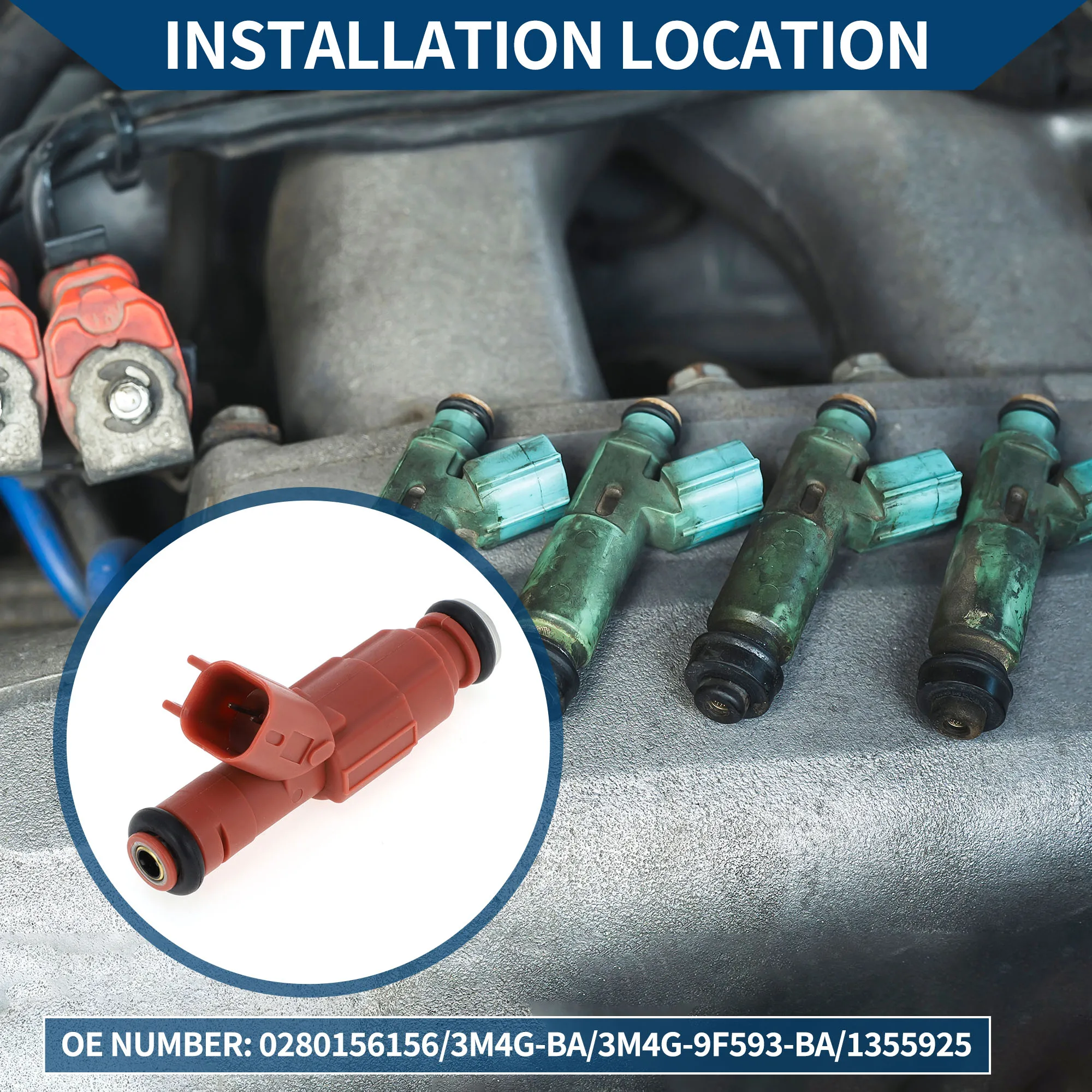 

Топливная форсунка UXCELL No 0280156156/3M4G-BA для Mazda 6 2.3 3.0 2003-2004 1 шт. красный