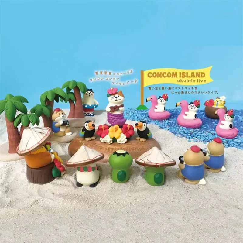 شخصيات حركة قطة ألعاب مصغرة ، أزياء إبداعية ، داخل السيارة ، زخرفة راتنج سطح المكتب ، إكسسوارات هدية ، سلسلة جزيرة صيفية