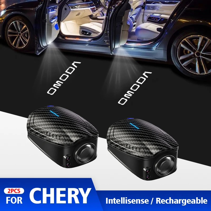 2 PCS USB Rechargeable Car Door HD LED Projector Welcome Light for Chery Omoda C5 5 FX 2023 2024