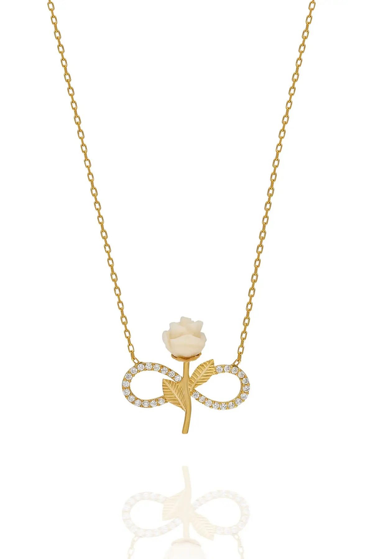 Vrouwen Ketting Pure 925 Sterling Zilver Zirkoon Zirconia Infinity Rode Roos Liefde Icoon Model Ketting