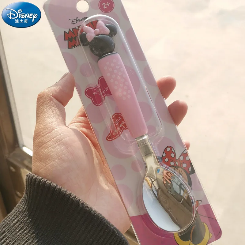 Disney 3D Mickey Minnie children's spoons and forks 304 stainless steel cutlery Aisha Princess Stitch cartoon anti-scald cutlery