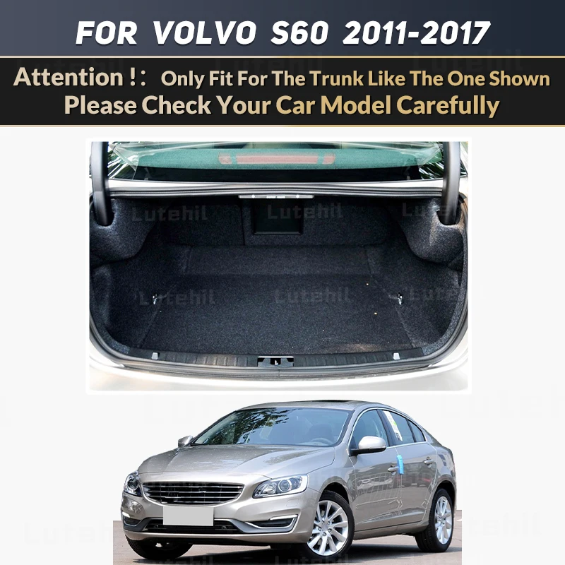 Lutehil พรมปูพื้นรถยนต์สำหรับรถวอลโว่ Volvo S60 2011 2012 2013 2014 2015 2016 2017 alas bagasi mobil แผ่นแปะเท้าพรมอุปกรณ์ตกแต่งภายใน