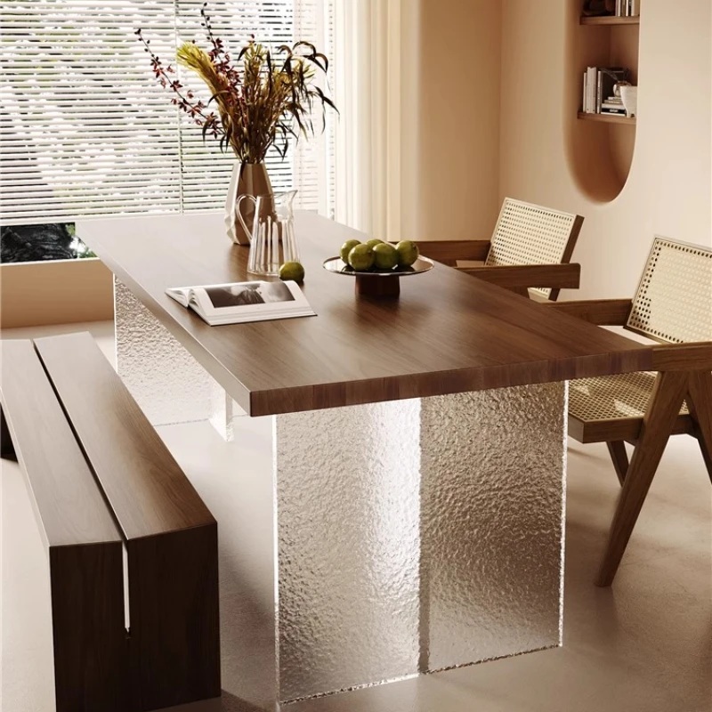 

Suspended desk dining table, dual-purpose ash wood living room, long table, log large board table