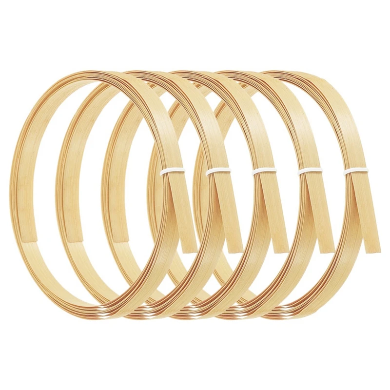 Strip bambu untuk tenun 7/16 inci 10 kaki, 5 pak rotan anyaman datar tipis untuk membuat keranjang DIY kerajinan, krem, tahan lama