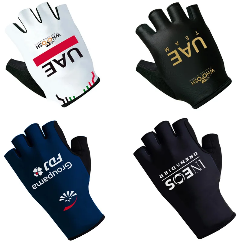 2025 UAE Cycling Gloves Half Finger Team FDJ Men Women Road Bike Gloves Running Fitness Gym Riding Bicycle Sports Gloves