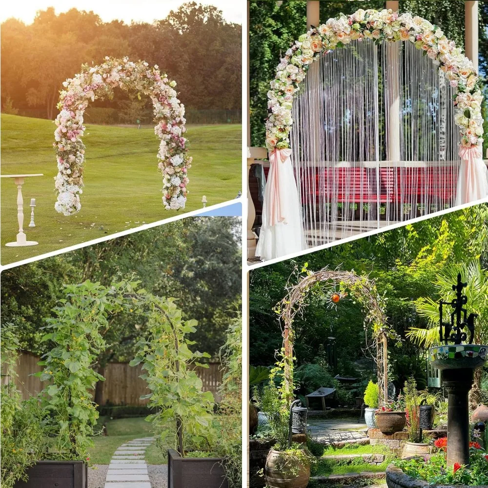 Thickened Rustproof Garden Arch, Wedding Arch- 4.6 * 7.8 or 6.4 * 7.5Ft, Easy to Assemble, Long Lasting and Durable, Metal Arch