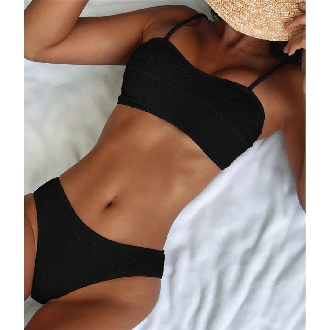 Neuer sexy, geraffter Bikini mit mittelhohem Bund und Polsterung, Damen-Badeanzug, zweiteiliger Bikini-Set, Badebekleidung, Badeanzug, Schwimmanzug V3163 – Detail 11