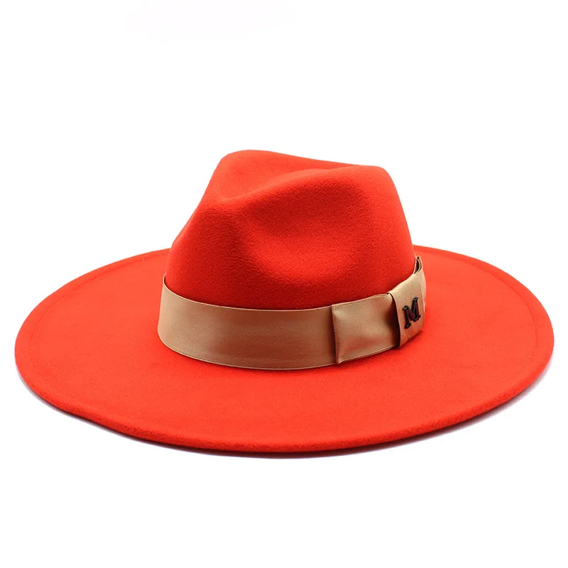 

European And American Autumn And Winter Big Brim Jazz Top Hat Fashion Casual Standard Wide Brim Fedora Hat 9 5cm