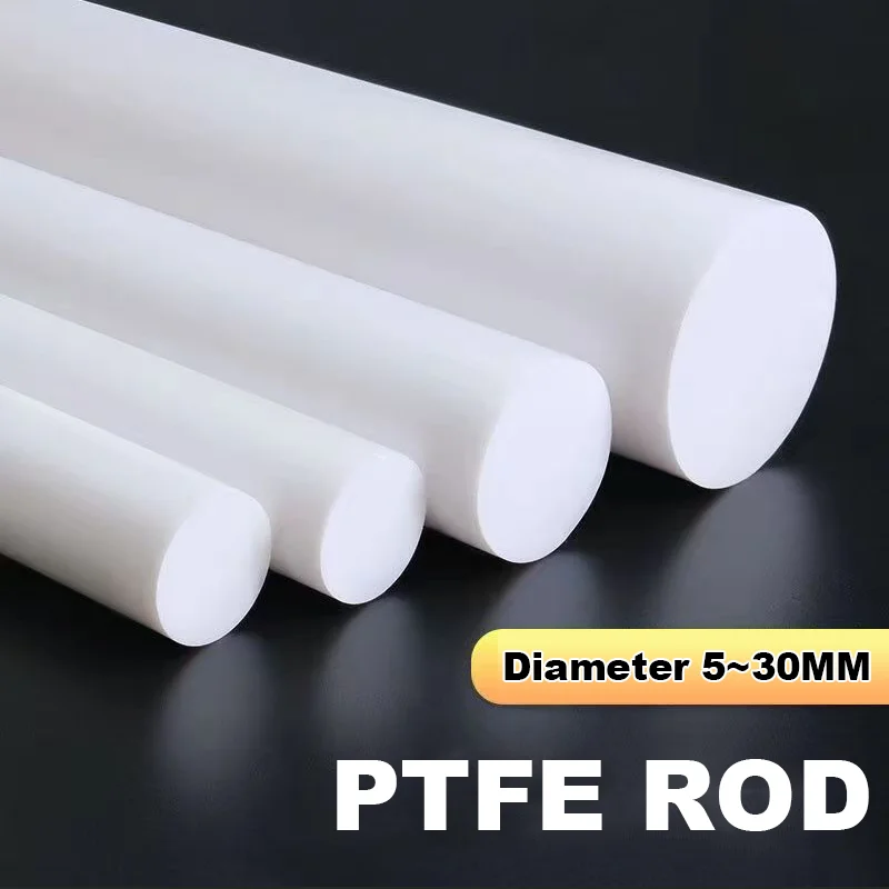 1Pcs PTFE Rod Soild Plastic Rods Dia 5/6/7/8/10/12/13/14mm~30mm White High-temperature Resistant PTFE Round Rod Bar Length 500mm
