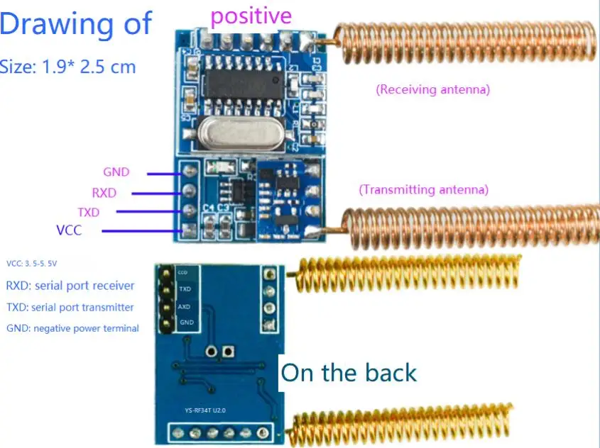 Radio Frequency Codec Module 315 433Mhz Wireless Remote Control Switch Control Serial Communication (RF34T)