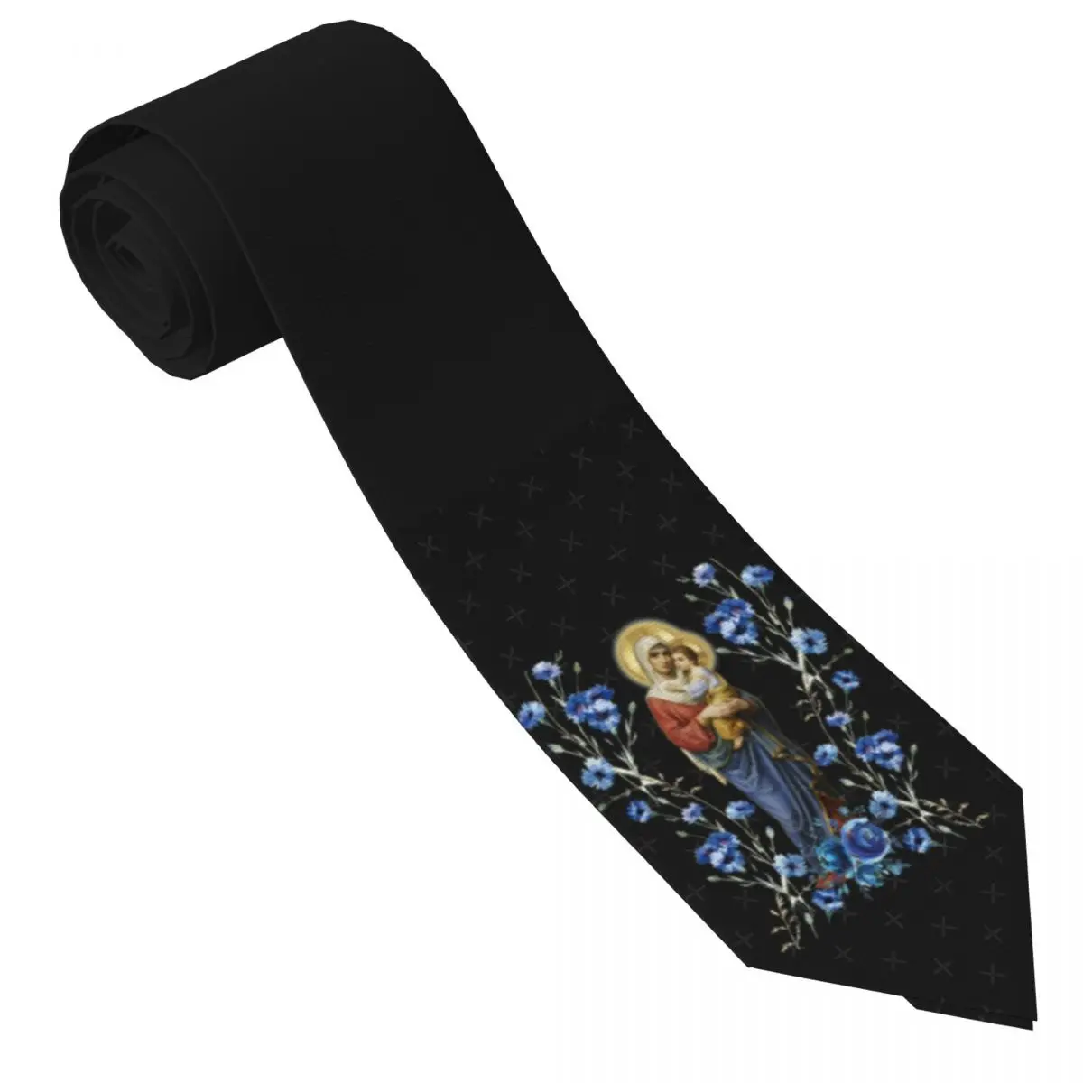 Virgin Mary Tie Mother of God Graphic Neck Ties Kawaii Funny Collar Tie Men Business Necktie Accessories