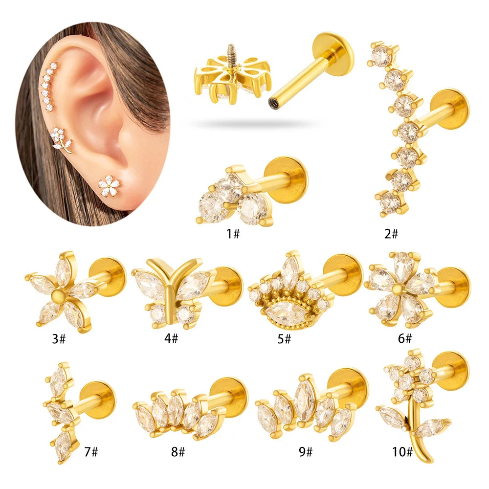 Titanium Flat Back Earrings,Screw Back Earrings, ASTM F136 Implant Grade Interchangeable Posts Hypoallergenic for Cartilage