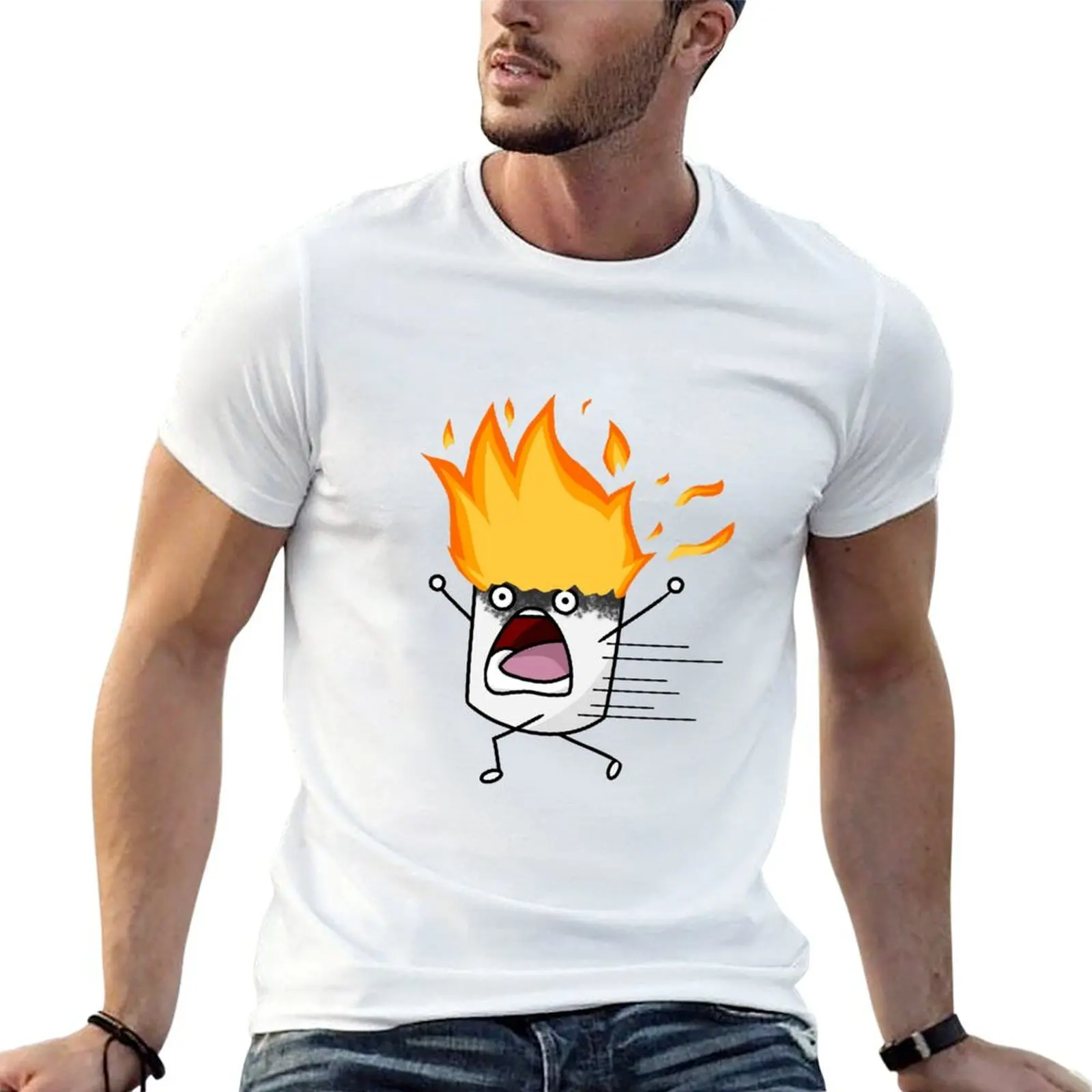 

Burning Marshmallow T-Shirt cotton t shirt man funny t shirts dark humor t shirts for man slim fit T-shirt