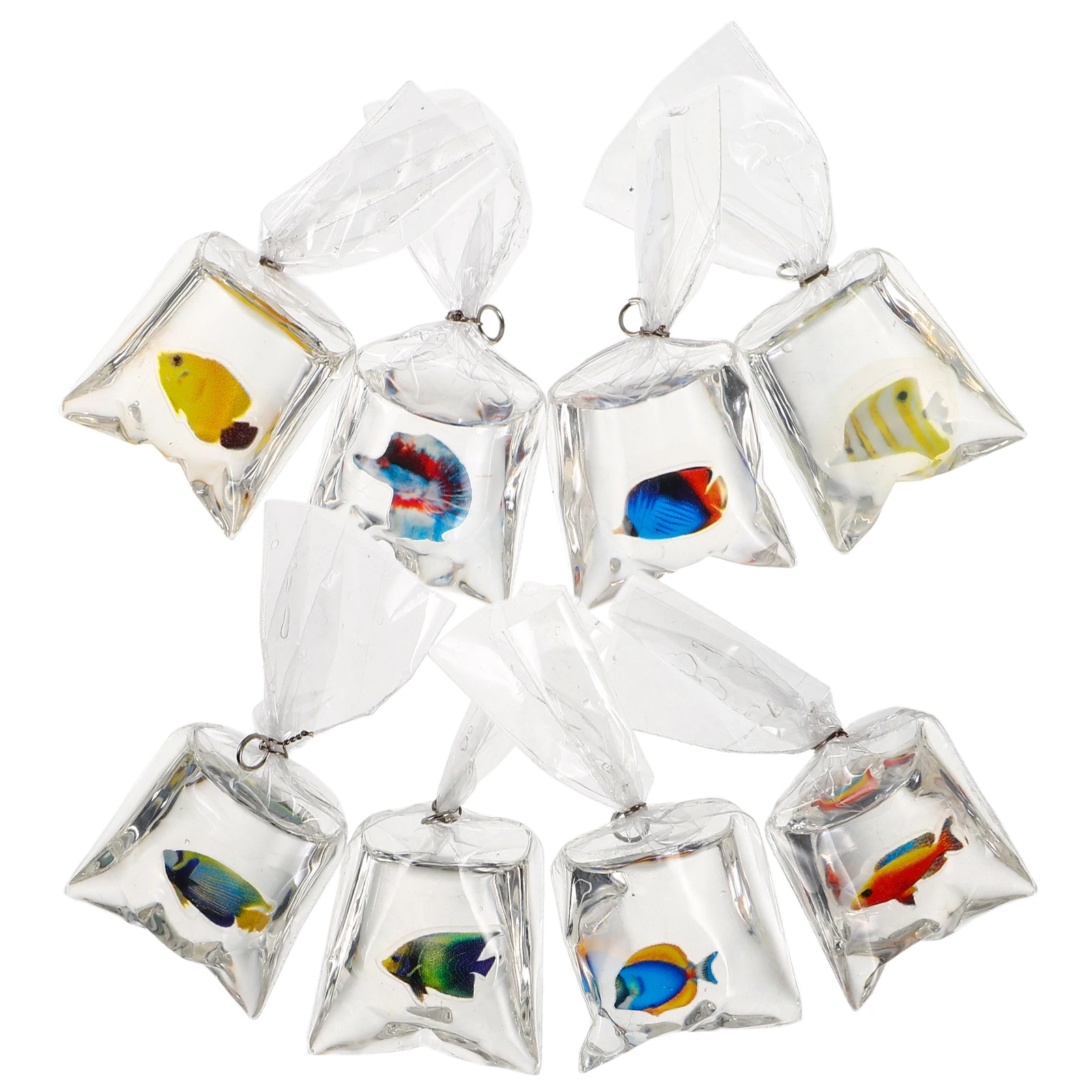 8 個透明樹脂ジュエリーキーホルダーチャームポケット Diy 所見海洋動物ペンダント面白い金魚チャーム樹脂金魚