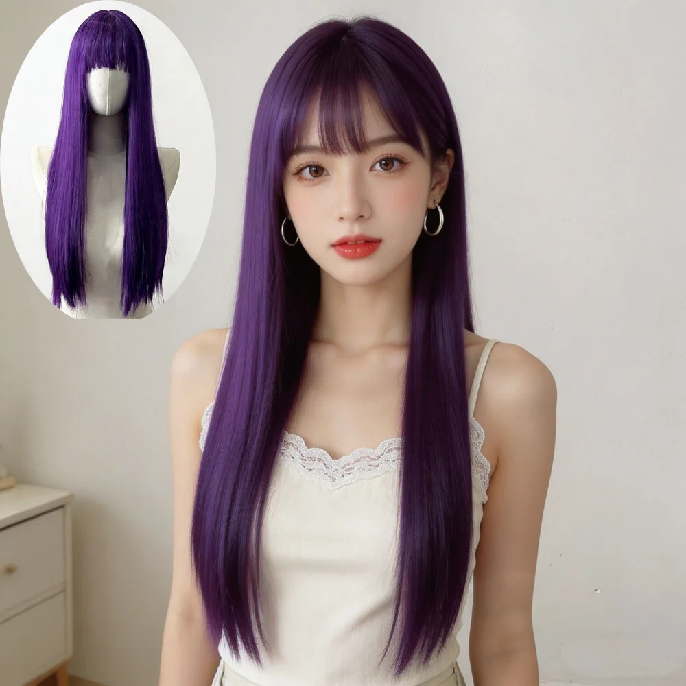 

Synthetic Wig for Women - Purple Long Hair Lolita Natural Looking Straight Hair Synthetic Full Headpiece