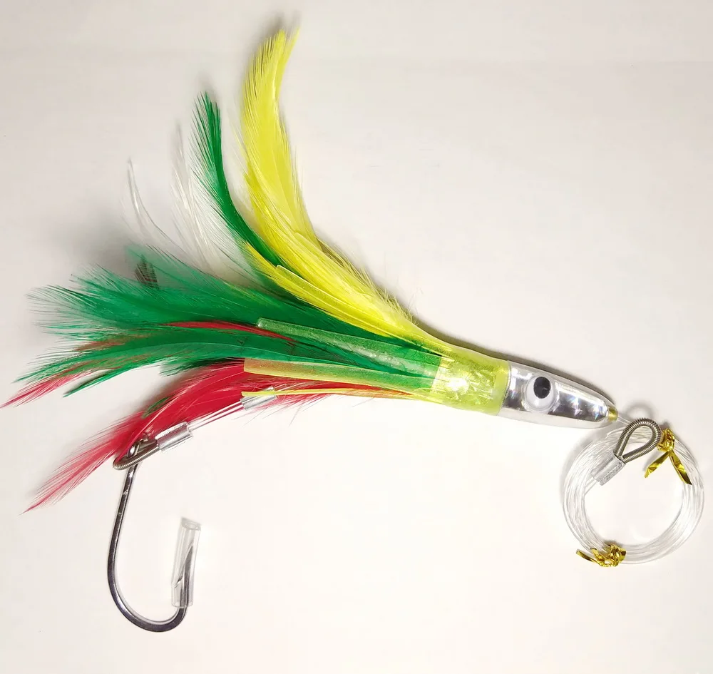 fishing feather rig 8 trolling bullet weighted head lure XMWangzi Lures Saltwater, Fishing Tackle Deep Sea Octopus Trolling Skirts, Fluke Squid Lures, Fishing Teasers for Marlin Tuna (5 Pcs in 5 Colors) : Sports & Outdoors delivering consistent Fish WOW! 6" Fishing Tuna