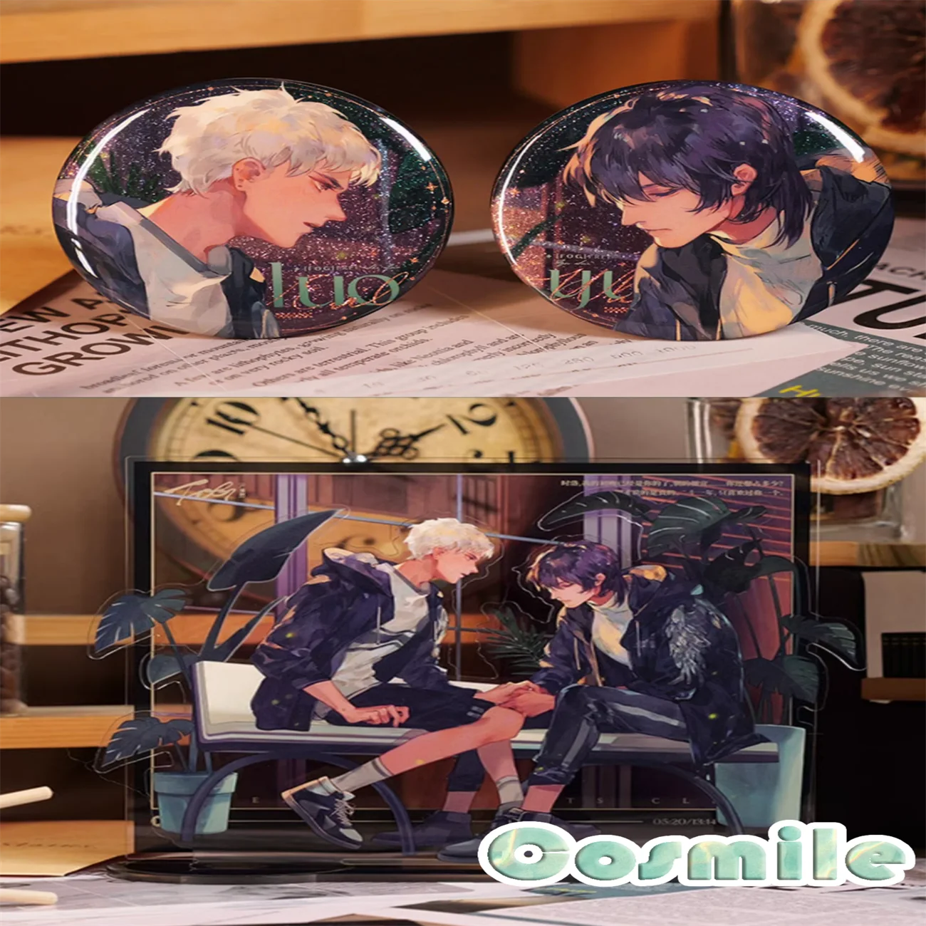 FOG E-sports Official Original Yu Sui Free Whisper Shi Luo Evil BL Novel Tinplate Badge Bajji Acrylic Stand FM