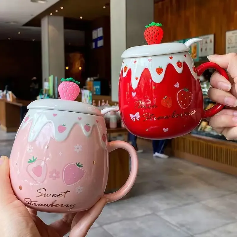 Mug Lovely Strawberry Ceramics Glass Large Capacity Milk Breakfast Cup Dining High Quality Creative Sweet New Product