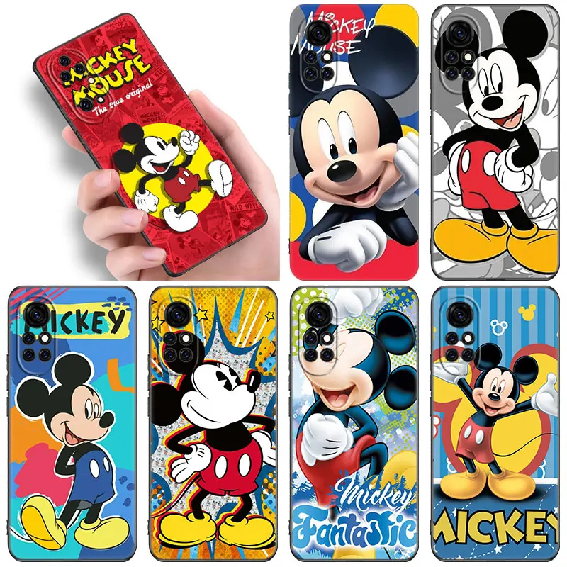 Cute Cartoon Mickey Mouse Black Case For Huawei NOVA 9 8i 7i 7 SE Y60 5T Mate 40 20 10 Honor X40i 30S 70 Pro + 50 Lite Cover