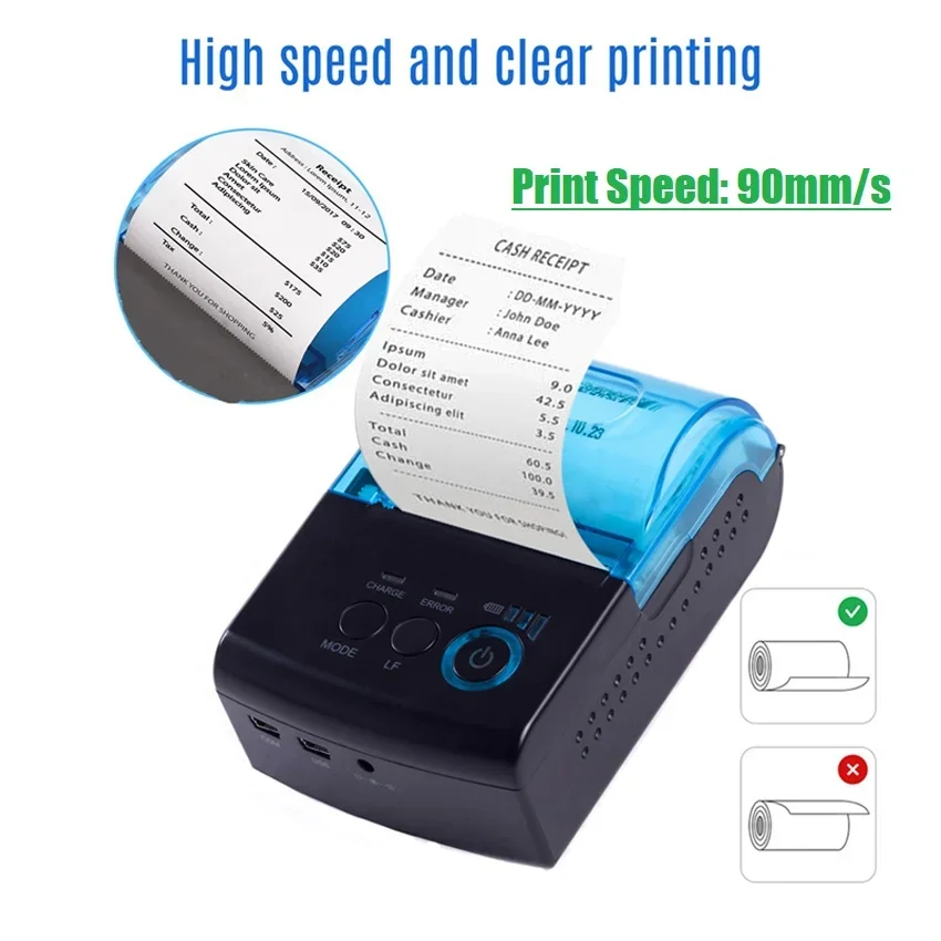 

z for Cheap 58mm Mini Bluetooth Thermal Printer SDK Portable POS Receipt and Invoice Handheld Unit with USB Interface