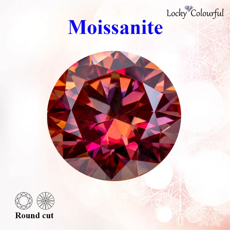 

Moissanite Round Cut Wholesale Watermelon Red Color Pass Diamond Test Charms for DIY Jewelry Making Rings with GRA Certificate