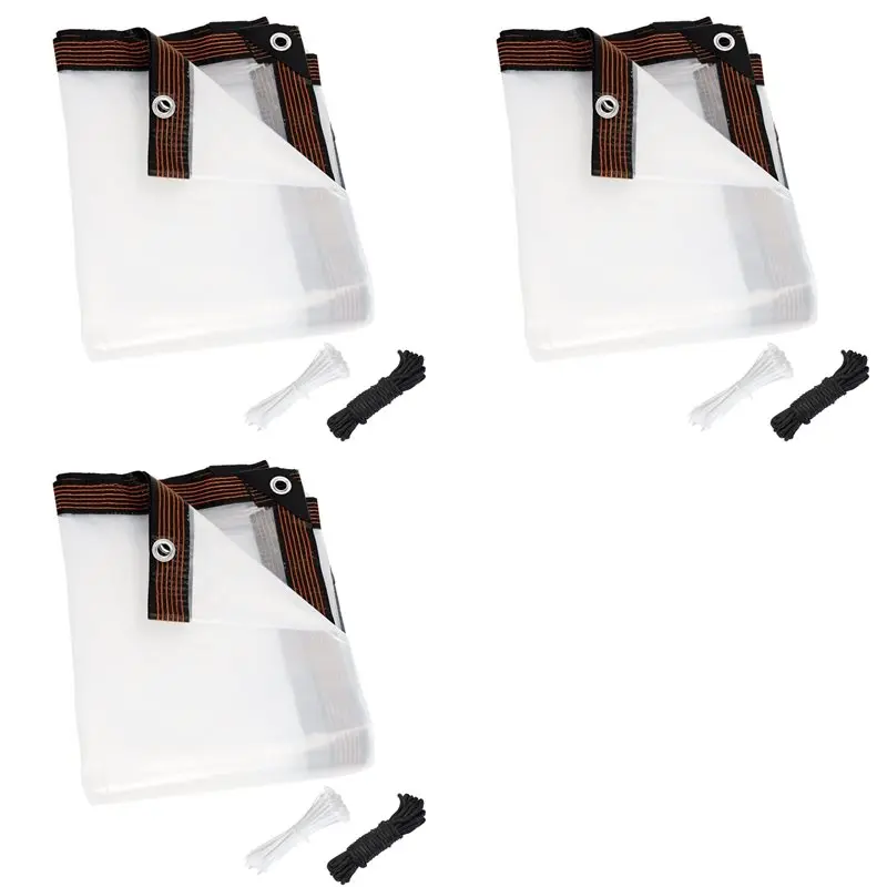 

ABYP, 3 комплекта, 6,6X13 футов, прозрачные водонепроницаемые брезенты, сверхмощное непромокае покрытие для сада, прозрачный виниловый брезент с втулками