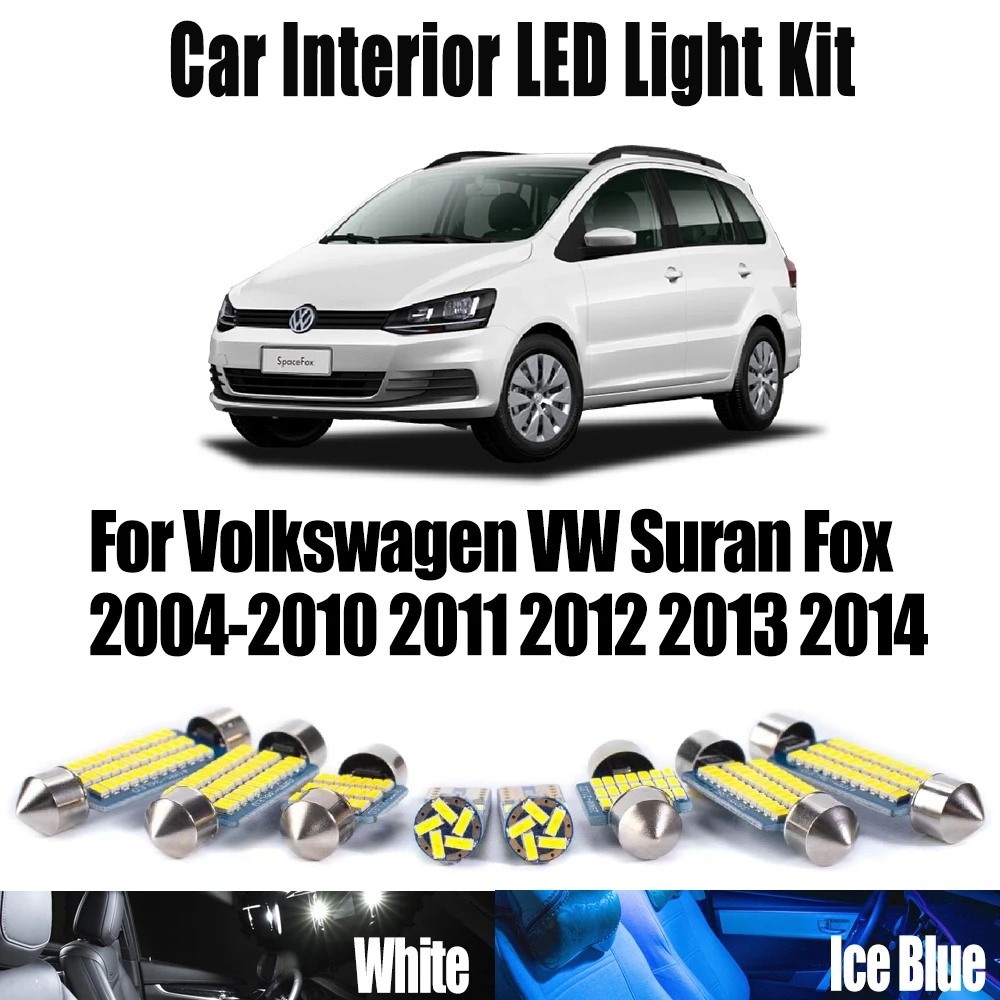 12Pcs Canbus LED Interior Dome Trunk Vanity Mirror Light Kit For Volkswagen VW Suran Fox 2004- 2011 2012 2013 2014 Car Bulbs