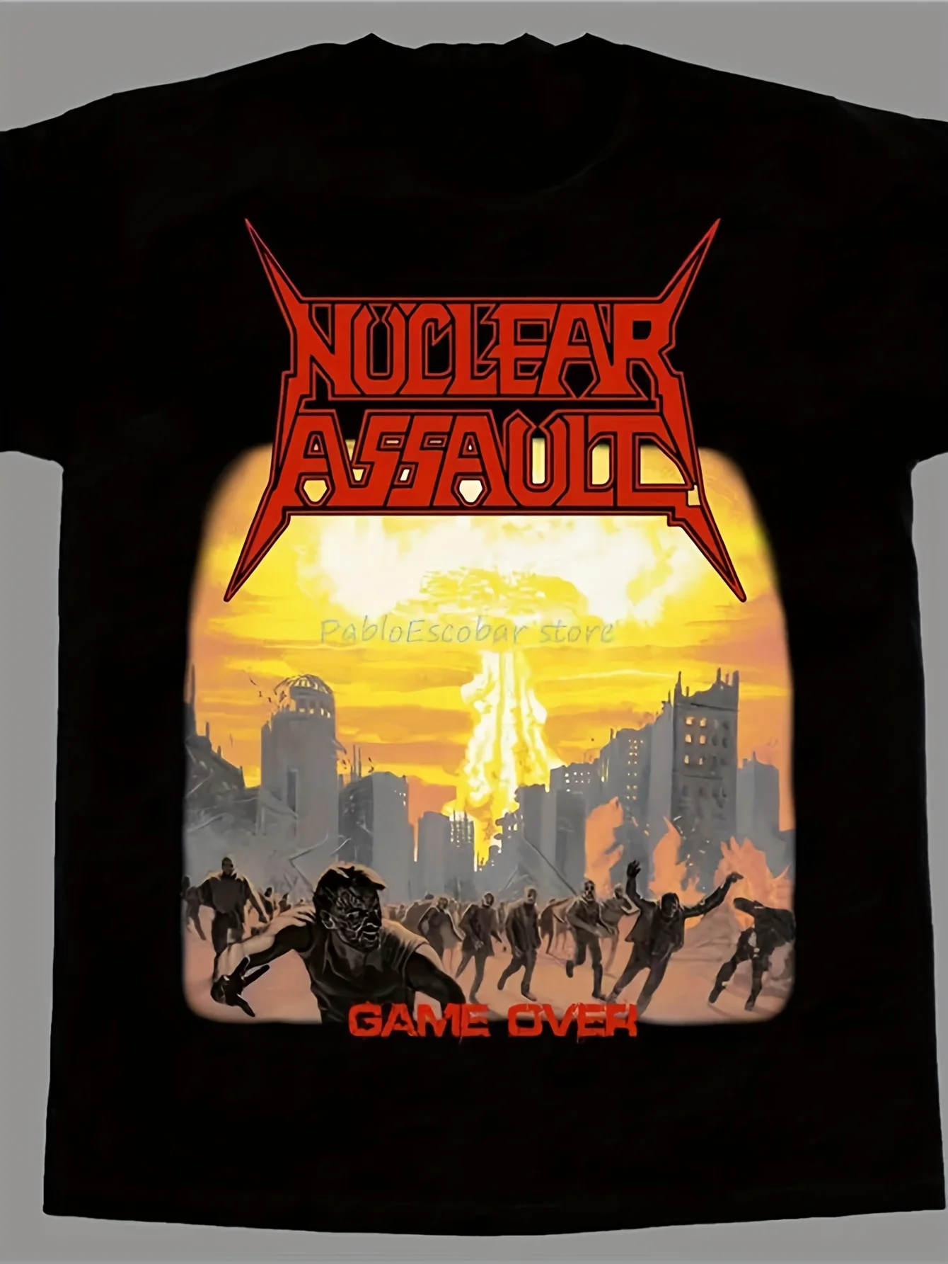

Nuclear Assault Game Over Short - новая черная футболка с длинным рукавом, футболка с принтом «сделай сам»