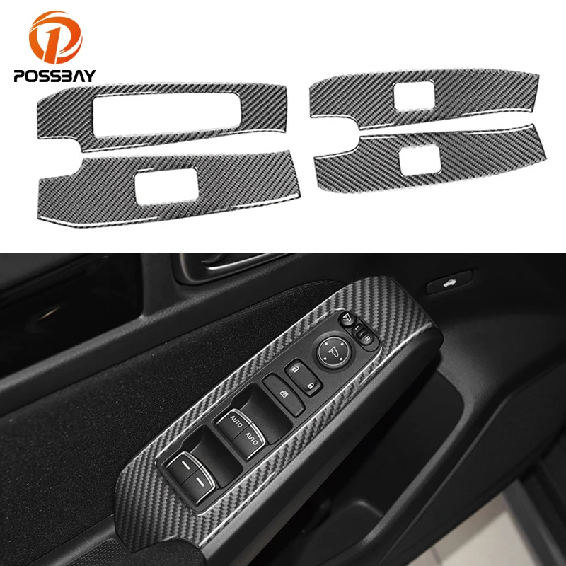 

4 Pcs Car Window Lift Switch Panel Cover Trims for Honda Civic 11th 2022 Carbon Fiber Look Auto Accessories Interior Mouldings