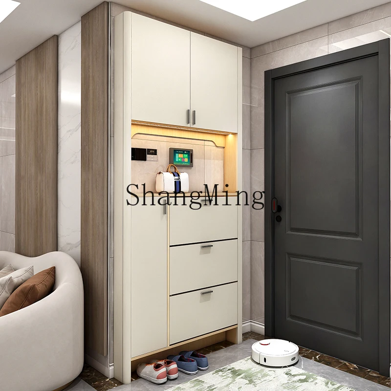 

ZYY high-end extremely narrow and large-capacity household ultra-thin tipping bucket shoe cabinet integrated against the wall