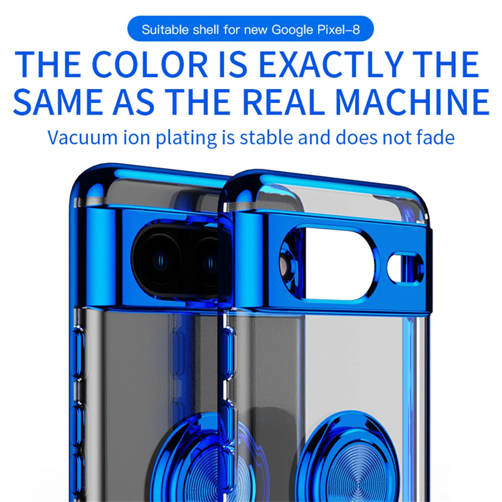 Funda de teléfono magnética transparente con revestimiento delgado para Google Pixel 9Pro 9 8Pro 8A 8 7Pro 7A 7 6A 5A cubierta de soporte de anillo de Metal
