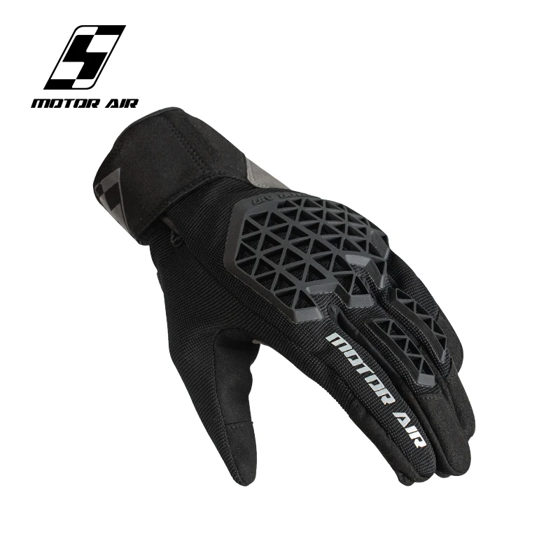 

New Black&Gray Motorcycle Gloves Grid Leather Riding Anti-slip Wear-resistant Summer Breathable Touch Screen Cycling Equipemt