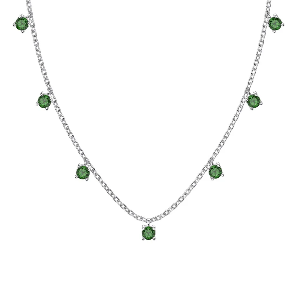 

CCFJOYAS Стерлингового Серебра 925, белый/зеленый/темно-синий квадратный циркониевый ожерелье для женщин, изысканная элегантная цепочка на ключицу, подарок