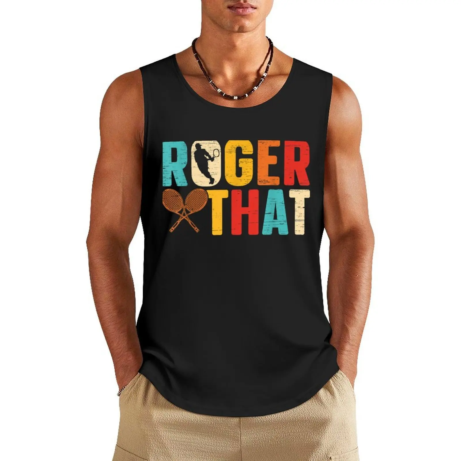 

Vintage roger that tennis player Tank Top sexy clothes men Men's clothing brands Gym t-shirt man