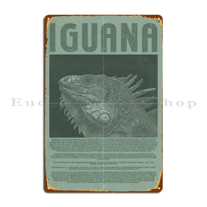 Iguana Metal Plaque Poster Bar Cave Designer Rusty Wall Decor Mural Tin Sign Poster