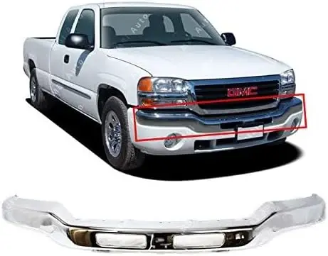 Steel Chrome, Complete Rear Bumper Assembly for 1998 1999 2000 2001 2002 2003 2004 Nissan Frontier, NI1102136