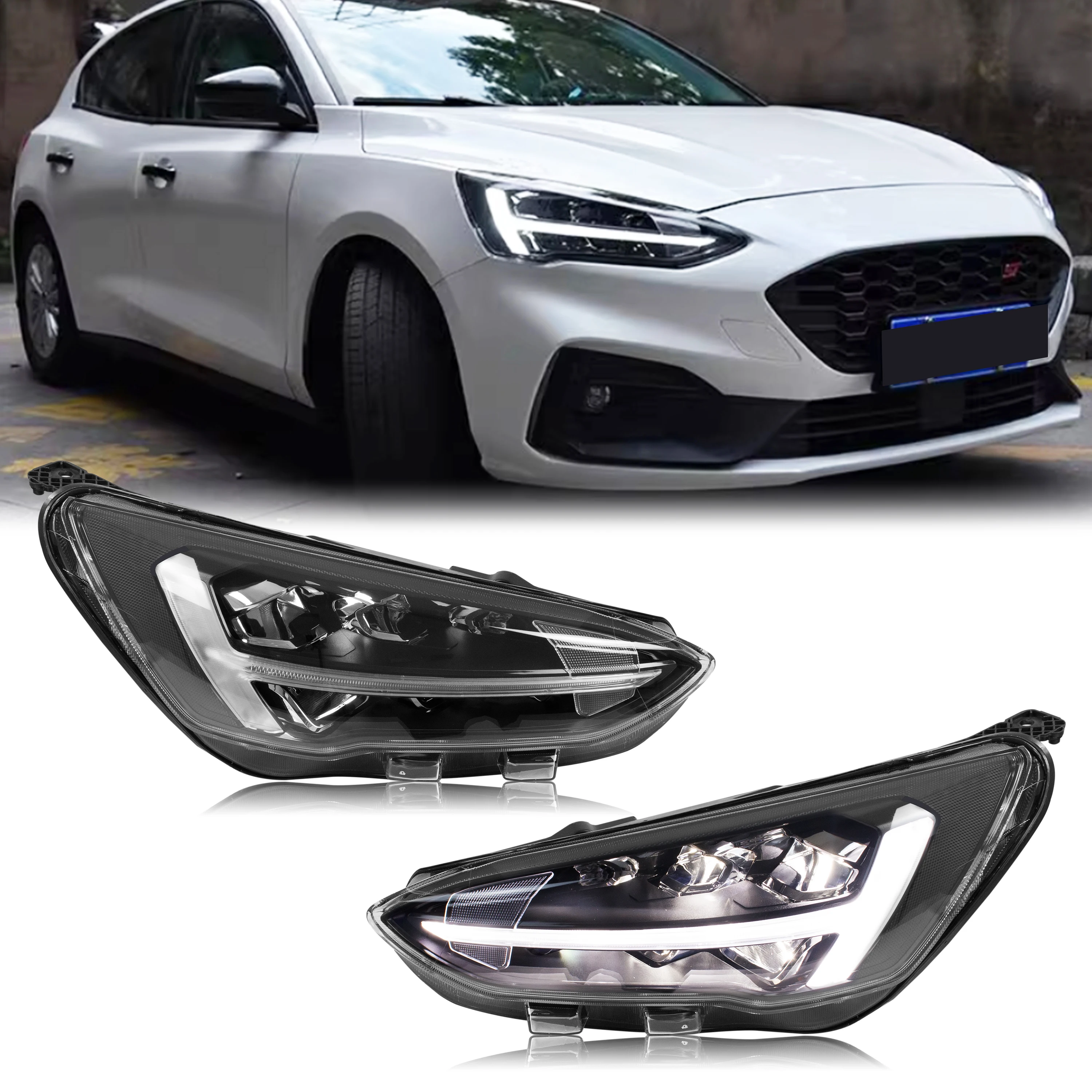 LED-Scheinwerfer für Ford Focus MK4 IV 2019–2021, ST-Line, Titan, Trend, sequentielles Blinker-Paar, Frontlampen-Baugruppe